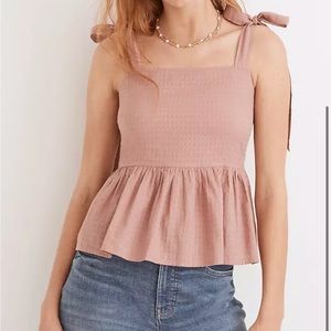 Rosalie tie strap top with textured gingham - madewell
